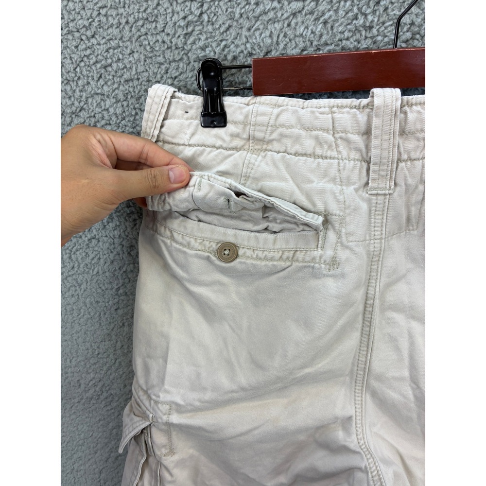 Abercrombie & Fitch Drawstring Cargo Shorts Mens 31 Cream Pockets Y2K - Picture 11 of 13